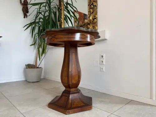 Biedermeier Tisch Vasentisch Antiquität Marketiert Intarsiert D2354