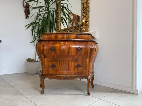 Barockstilkommode 4 Laden Kommode Marketerien Nussholz D2366