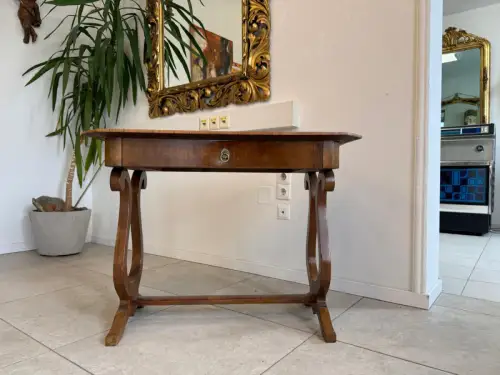 Spätbiedermeier Tischerl Biedermeier-Tisch Nussholz Lyra Tisch D2359