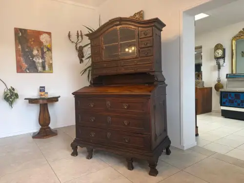 Barock Eichensekretär Aufsatzschrank Schreibsekretär Anqituität  D2377