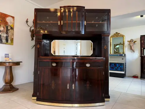 Jugendstil Aufsatzbuffet Antiquität Rarität Floral Restauriert D2376