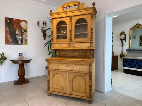 Restaurierte Gründerzeit Küchenkredenz Antike Bauernmöbel Vitrinenschrank D2381