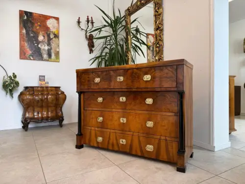 Biedermeier Schreibkommode Nussholz Antiquität Restauriert Sale D1192