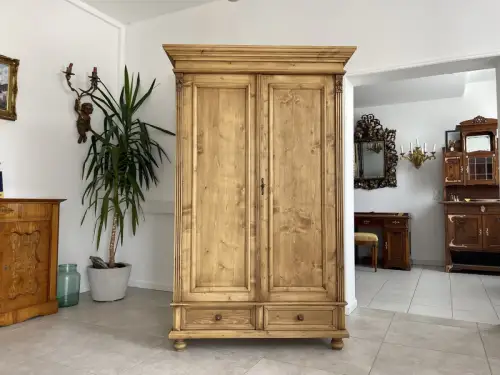 Bauernschrank Kleiderschrank Naturholz Landhausschrank Antik Weichholz D2399