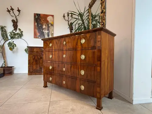 Biedermeier Kommode 4 Ladenkommode Nussholz Antiquität Restauriert D2478
