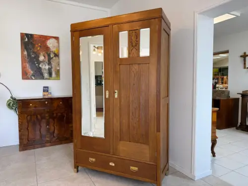 Restaurierter Jugendstil Garderobenschrank Kleiderkasten D2497