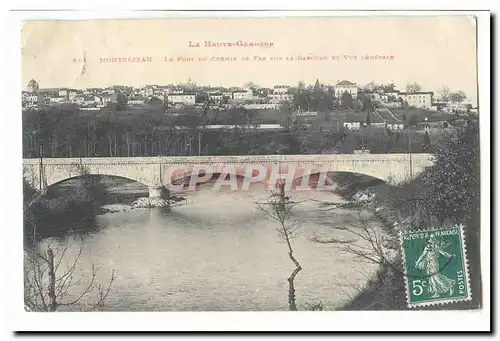 Montrejeau Cartes postales Le pont du chemin de fer sur la Garonne et vue generale