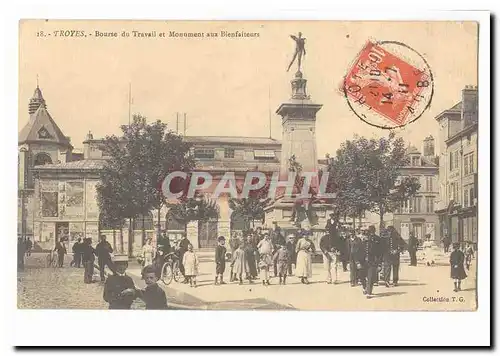 troyes Cartes postales Bourse du travail et monument aux Bienfaiteurs