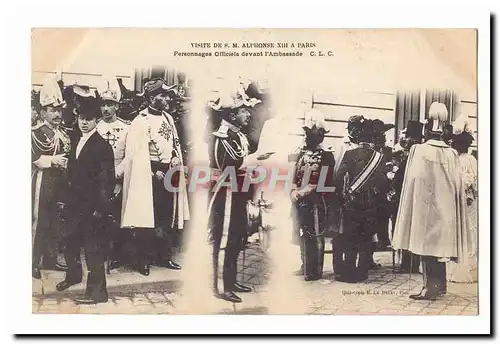 Paris Ansichtskarte AK Visite de S M Alphonse XIII a Paris personnages officiels devant l&#39Ambassade