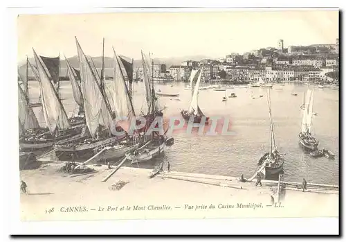 Cannes Ansichtskarte AK Le port et le Mont Chevalier Vue prise du casino municipal (bateaux ships)