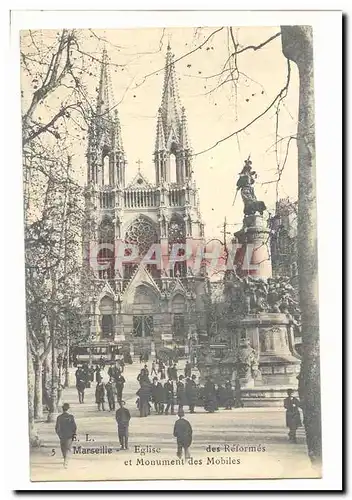 Marseille Cartes postales Eglise des reformes et monument des Mobiles