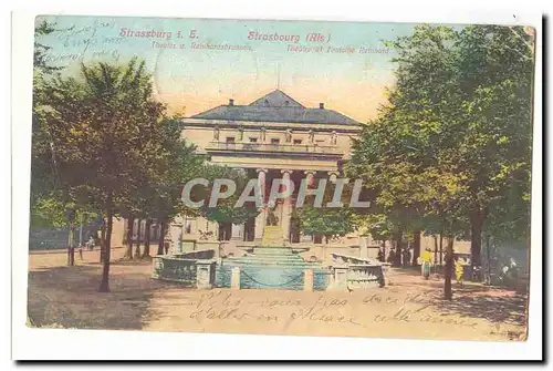 Strasbourg Cartes postales Theatre et fontaine Reinhard