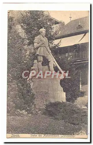 Suisse Zurich Cartes postales Statue des Alphornblasers (Zurichhorn)