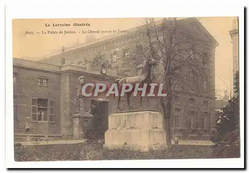 Metz Ansichtskarte AK La palais de justice Le cheval (oeuvre de Fratin)