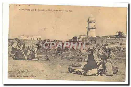 Souvenir de Djibouti Cartes postales Mosquee et marche aux bois