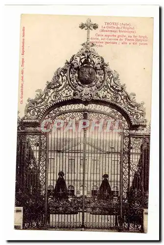 Troyes Cartes postales La grille de l'hopital