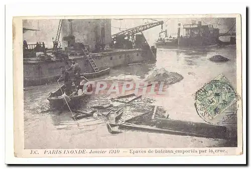 Paris inonde Cartes postales Janvier 1910 Epaves de bateaux emportes par la crue