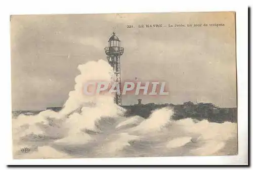 Le Havre Ansichtskarte AK La jetee un jour de tempete (lighthouse phare)