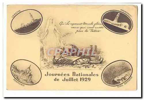 Lorette Douaumont Dormans Vieil Armand Cartes postales Journees nationales de juillet 1929