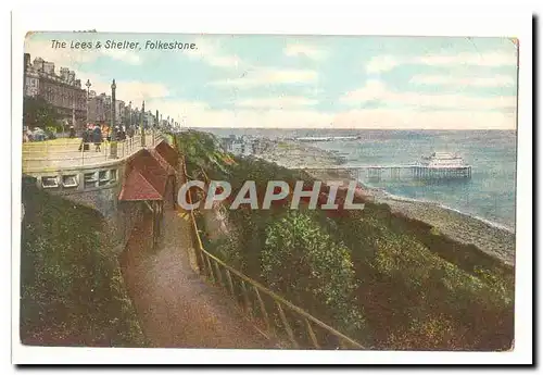 Grande Bretagne Folkestone Cartes postales The Lees & shelter