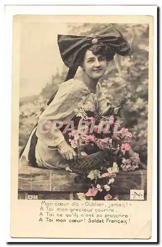 Cartes postales Alsace Alsacienne Soldat Francais Patriotique Femme Fantaisie