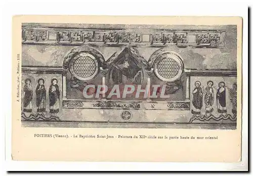 Poitiers Cartes postales Le Baptistere Saint Jean Peinture du 12eme sur la partie haute du mur oriental