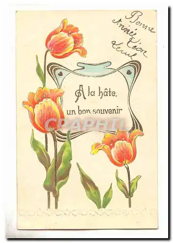 Cartes postales Voeux A la hate un bon souvenir (fleurs en relief)