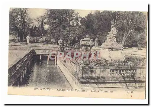 Nimes Cartes postales moderne Jardin de la fontaine Bains romains