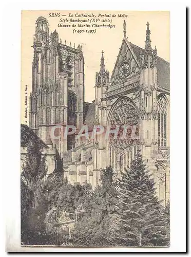 Sens Cartes postales La cathedrale portail de Moise Style flamboyant (15eme) Oeuvre de Martin Chambridges (1490-