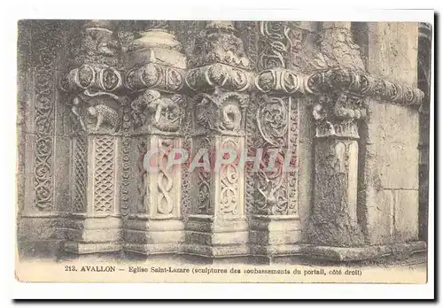 Avallon Cartes postales Eglise Saint Lazare (sculptures des soubassements du portail cote droit)