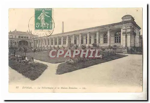 Epinal Cartes postales La bibliotheque et la maison romaine (library)