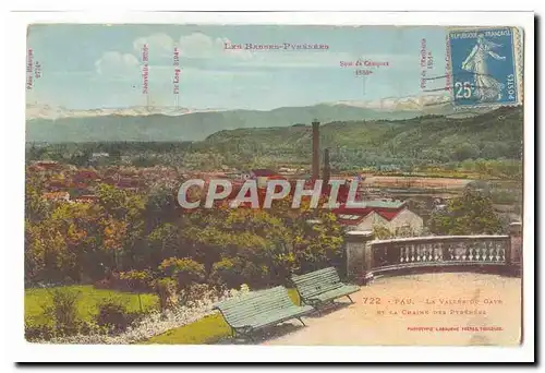 Pau Cartes postales La vallee de Gave et la chaine des Pyrenees