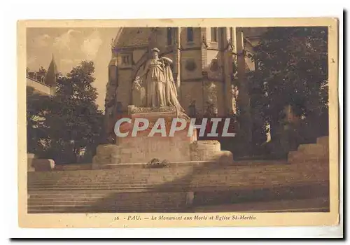 Pau Cartes postales Le monument aux morts et Eglise St Martin