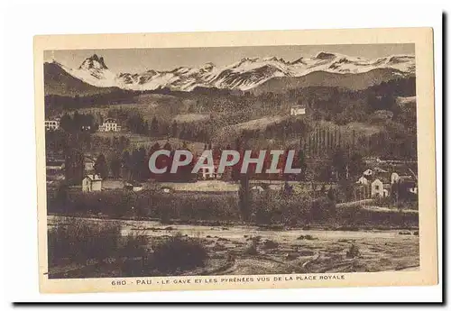 Pau Cartes postales Le Gave et les Pyrenees vus de la place Royale