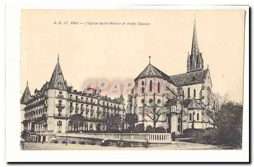 Pau Cartes postales L&#39eglise Saint Martin et hotel Gassion