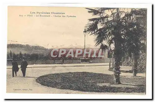 Pau Cartes postales Le boulevard Chaine des Pyrenees