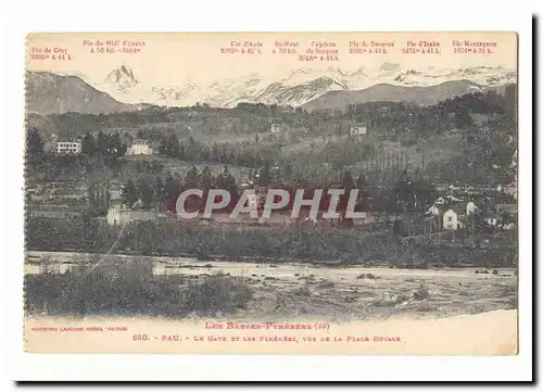 Pau Cartes postales Le Gave et les Pyrenees vue de la place royale