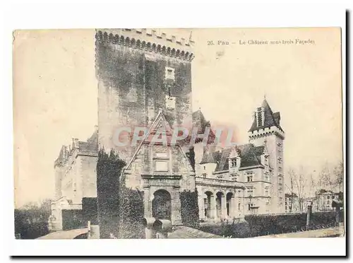 Pau Cartes postales Le chateau sous trois facades