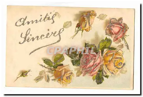 Cartes postales Fantaisie Amities sinceres (fleurs)