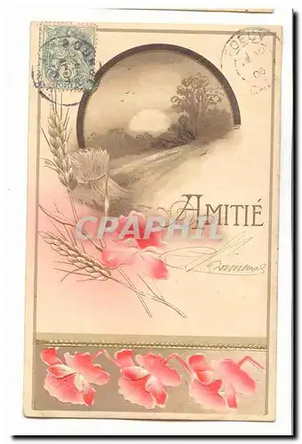 Cartes postales Fantaisie Amitie (fleurs)