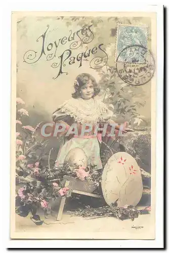 Cartes postales Fantaisie paques (oeufs jeune fille enfant)