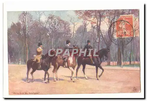 Cartes postales Paris Bois de Boulogne (cavaliers chevaux)