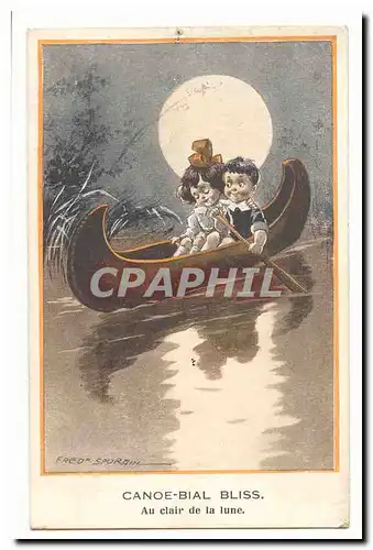 Cartes postales Canoe Bial Bliss au clair de la lune (canoe fantaisie) Illustrateur Fred Spurgin