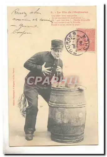 Cartes postales Le vin de l&#39ordinaire (alcool gendarme militaire)