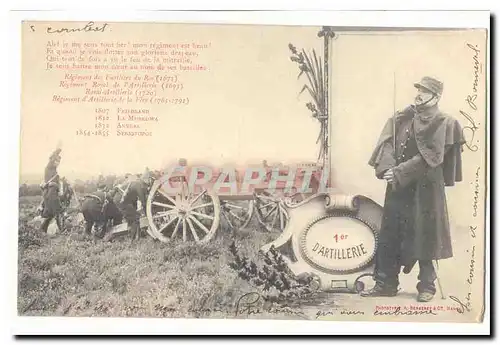 Cartes postales Militaria Regiment 1er d&#39artillerie (canons)