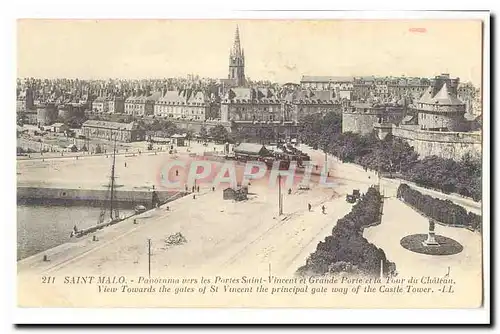 Saint Malo Cartes postales Panorama vers les portes Saint Vincent et Grande porte et la tour du chateau (tres an