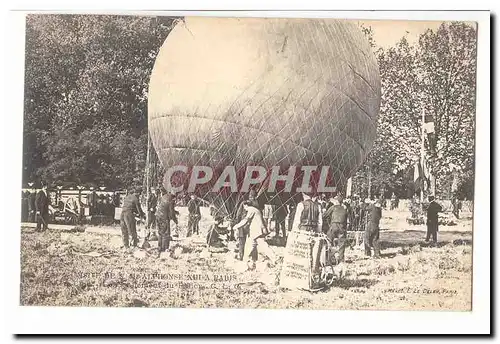 Visite de S M Alphonse XII a Paris Cartes postales Aer Club Le gonflement du ballon de M de la Vaulx (zeppelin b