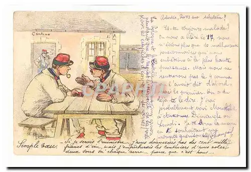 Cartes postales Militaria Cantine (humour) illustrateur Guillaume RaRe