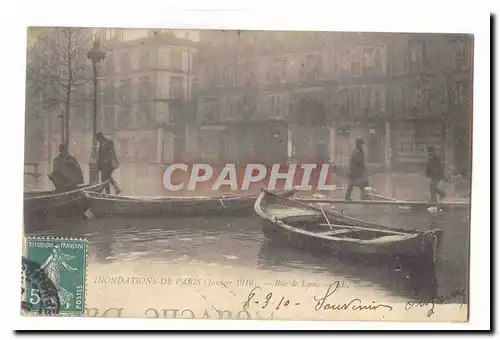 inondations de Paris (janvier 1910) Cartes postales Rue de Lyon