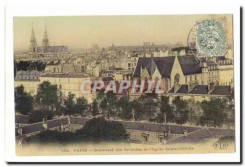 Paris (7eme) Ansichtskarte AK boulevard des Invalides et l&#39eglise Sainte Clotilde